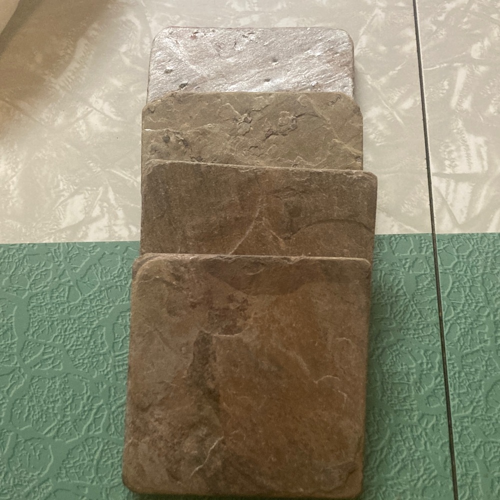 Artisan Hand Made Stone Drink Coasters. With Felt Backing. Set Of 4.